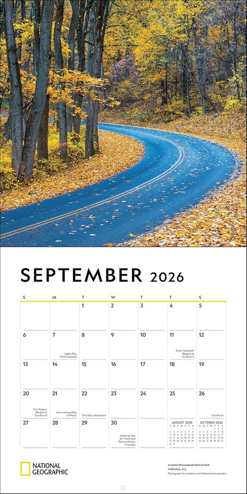 NATIONAL GEOGRAPHIC: AMERICA'S GREAT ROAD TRIPS 2026 WALL CALENDAR